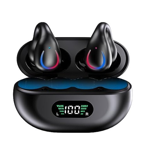 Audífonos Inalámbricos Bluetooth 5.3 GEEWHY  con Estéreo HiFi, Audífonos de Clip con Pantalla Digital LED Y IPX7, 30H de Tiempo