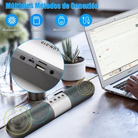 Barra de Sonido, Sound Bar con Conectividad Bluetooth/AUX 3.5mm/USB/TF Card,Barras de Sonido con Sonido Estéreo de 360°,Inalámb