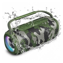 Bocina Bluetooth, Altavoz Bluetooth Portátil IPX6 Impermeable, Luces RGB, Sonido Estéreo TWS, Batería de 5200 mAh Larga Reprodu